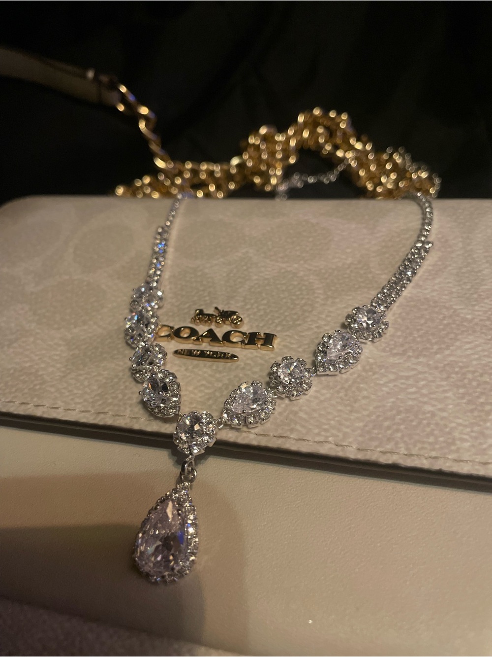 Windsor Silver-Tone Teardrop Crystal Pendant Necklace